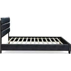 Lit rembourré en cuir Hudson noir - ClickDecor