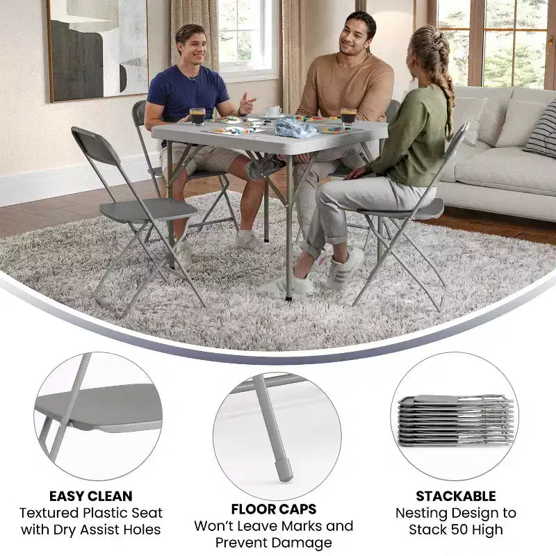 Flash Furniture Chaise Pliante en Plastique Série Hercules - Lot de 10 Capacité de Poids 295 kg