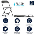 Chaise pliante en plastique de la série Hercules de Flash Furniture – Lot de 2 Capacité de poids de 295 kg