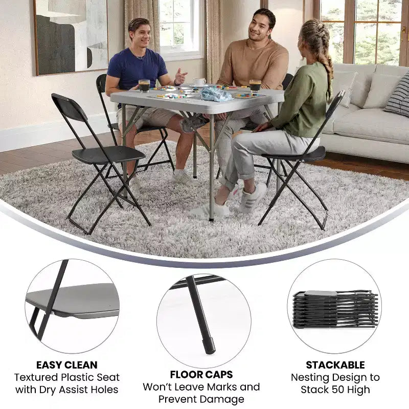 Chaise pliante en plastique de la série Hercules de Flash Furniture – Lot de 2 Capacité de poids de 295 kg