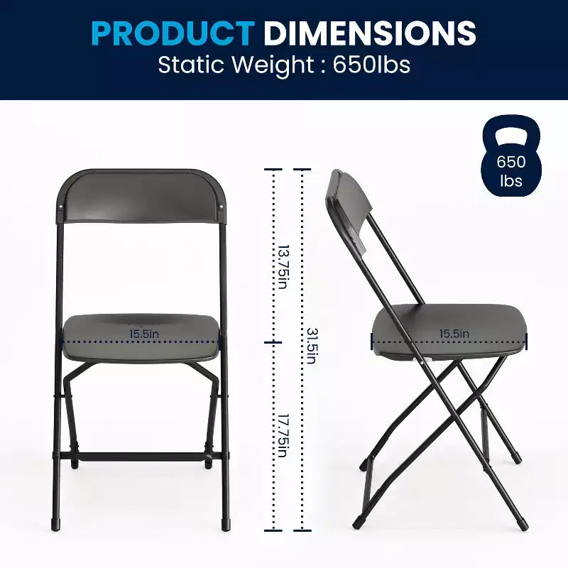 Chaise pliante en plastique de la série Hercules de Flash Furniture – Lot de 2 Capacité de poids de 295 kg