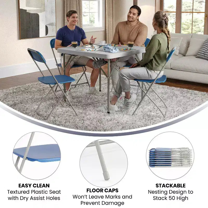 Chaise pliante en plastique de la série Hercules de Flash Furniture – Lot de 2 Capacité de poids de 295 kg