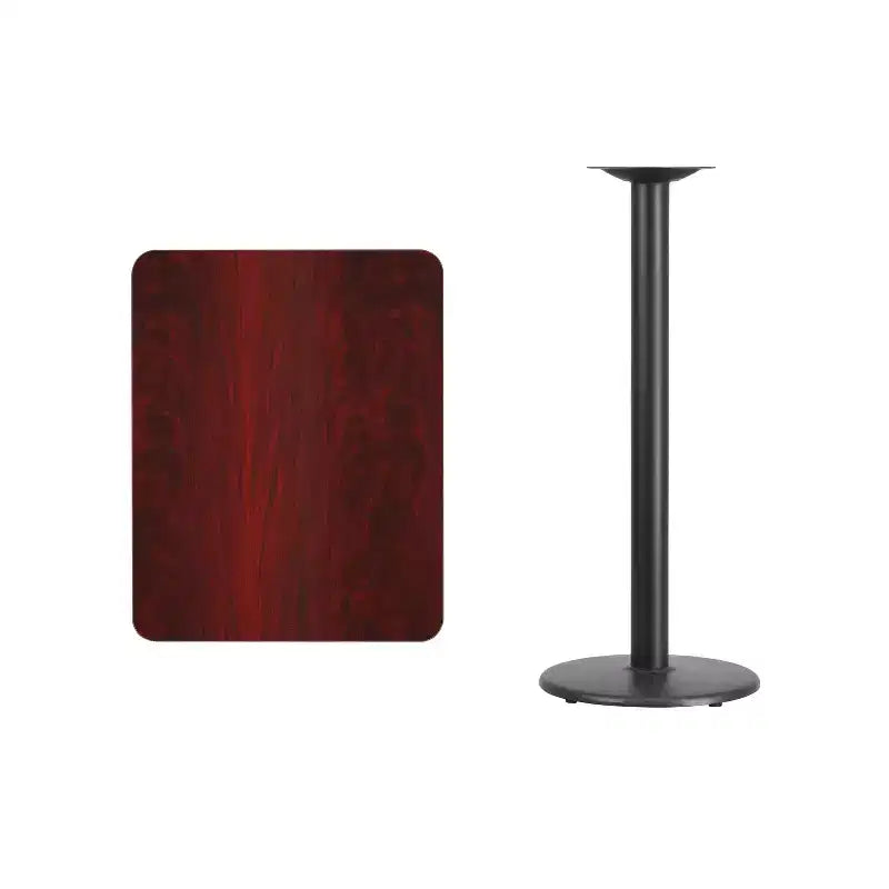 Plateau de table rectangulaire stratifié Flash Furniture 24'' x 30'' avec pied de table rond de 18'' de hauteur bar