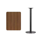 Plateau de table rectangulaire stratifié Flash Furniture 24'' x 30'' avec pied de table rond de 18'' de hauteur bar