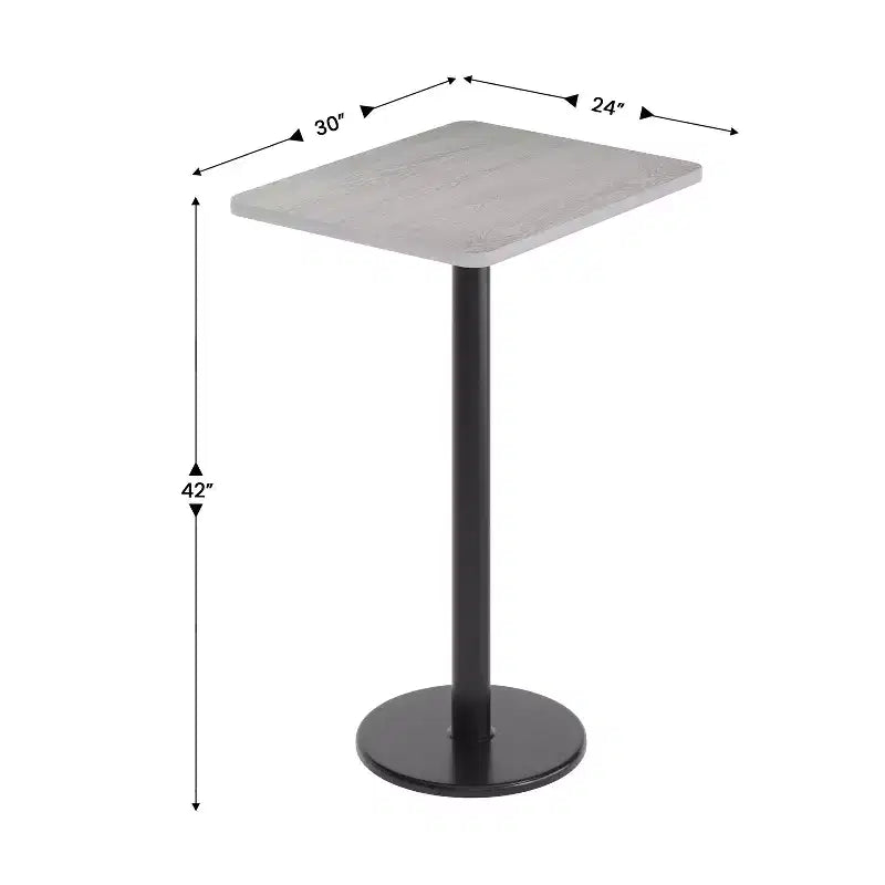 Plateau de table rectangulaire stratifié Flash Furniture 24'' x 30'' avec pied de table rond de 18'' de hauteur bar