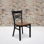 Chaise de restaurant en métal noir à dossier en « X » Flash Furniture