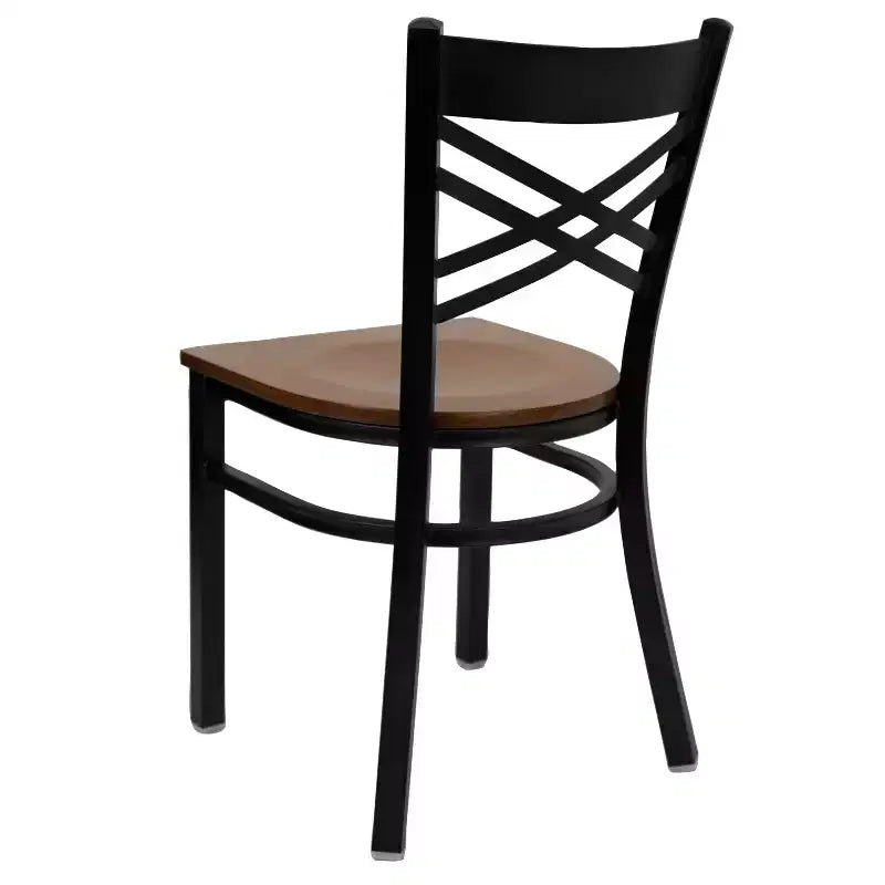 Chaise de restaurant en métal noir à dossier en « X » Flash Furniture