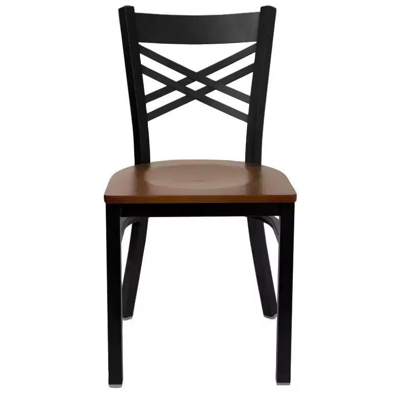 Chaise de restaurant en métal noir à dossier en « X » Flash Furniture