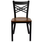 Chaise de restaurant en métal noir à dossier en « X » Flash Furniture