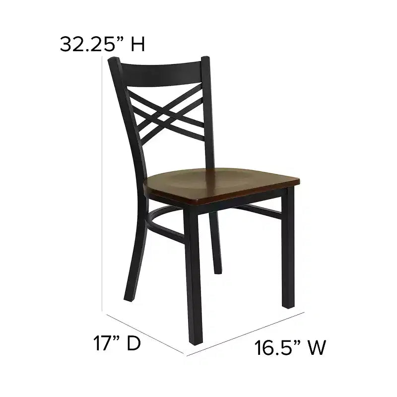 Chaise de restaurant en métal noir à dossier en « X » Flash Furniture