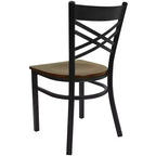 Chaise de restaurant en métal noir à dossier en « X » Flash Furniture