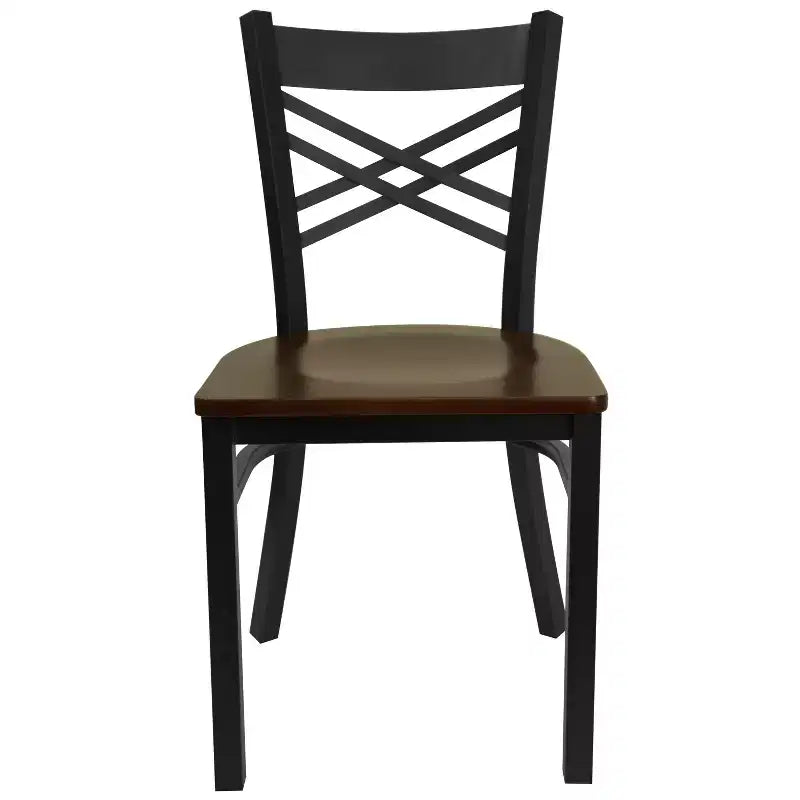 Chaise de restaurant en métal noir à dossier en « X » Flash Furniture
