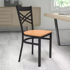Chaise de restaurant en métal noir à dossier en « X » Flash Furniture