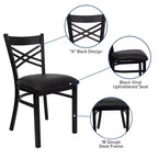 Chaise de restaurant en métal noir à dossier en « X » Flash Furniture