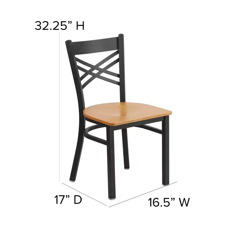 Chaise de restaurant en métal noir à dossier en « X » Flash Furniture