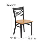 Chaise de restaurant en métal noir à dossier en « X » Flash Furniture