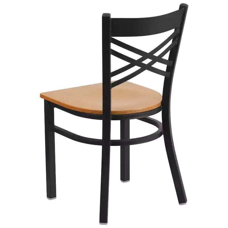 Chaise de restaurant en métal noir à dossier en « X » Flash Furniture