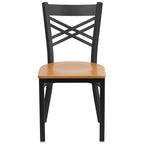 Chaise de restaurant en métal noir à dossier en « X » Flash Furniture