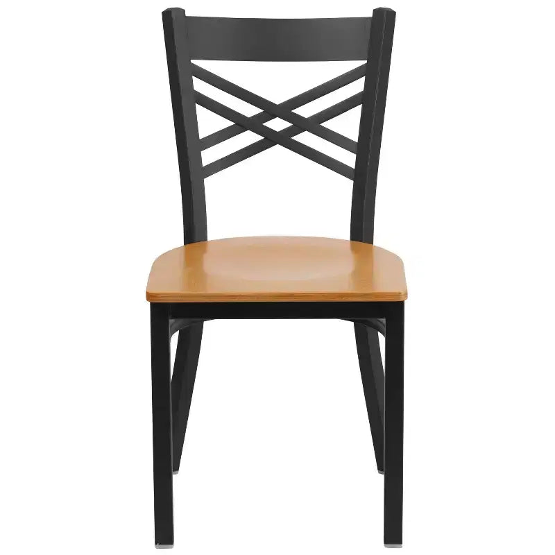 Chaise de restaurant en métal noir à dossier en « X » Flash Furniture