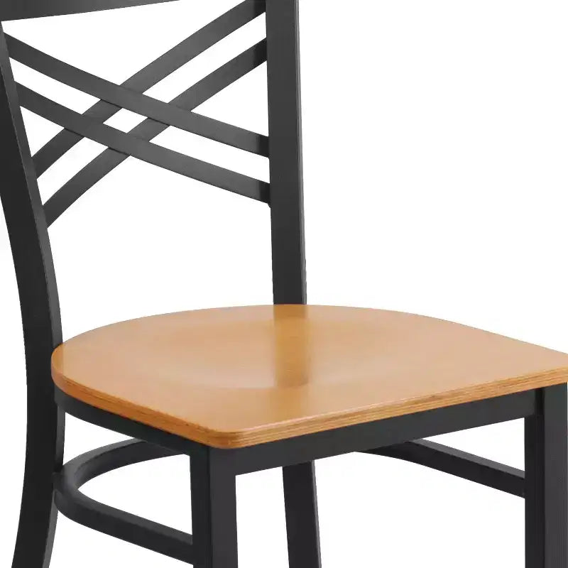 Chaise de restaurant en métal noir à dossier en « X » Flash Furniture