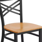 Chaise de restaurant en métal noir à dossier en « X » Flash Furniture