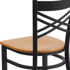 Chaise de restaurant en métal noir à dossier en « X » Flash Furniture