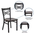 Chaise de restaurant en métal noir à dossier en « X » Flash Furniture