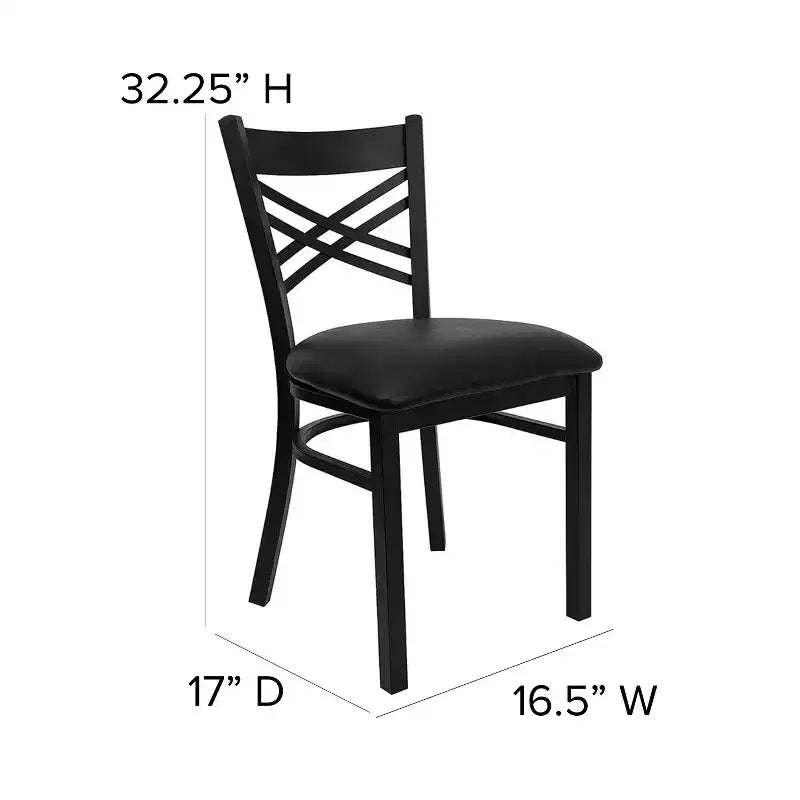 Chaise de restaurant en métal noir à dossier en « X » Flash Furniture