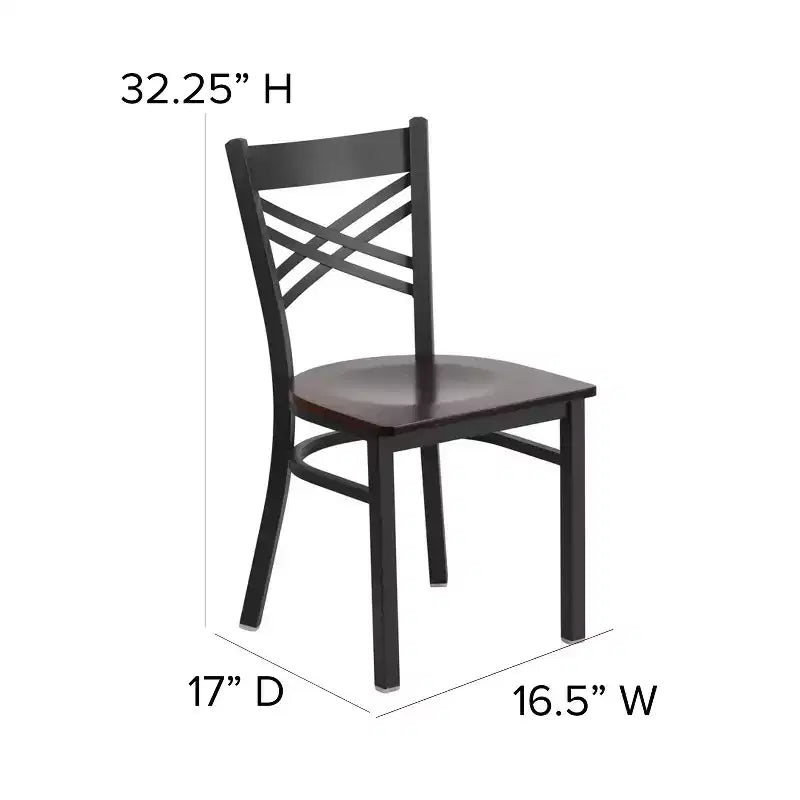 Chaise de restaurant en métal noir à dossier en « X » Flash Furniture