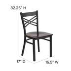 Chaise de restaurant en métal noir à dossier en « X » Flash Furniture