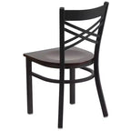Chaise de restaurant en métal noir à dossier en « X » Flash Furniture