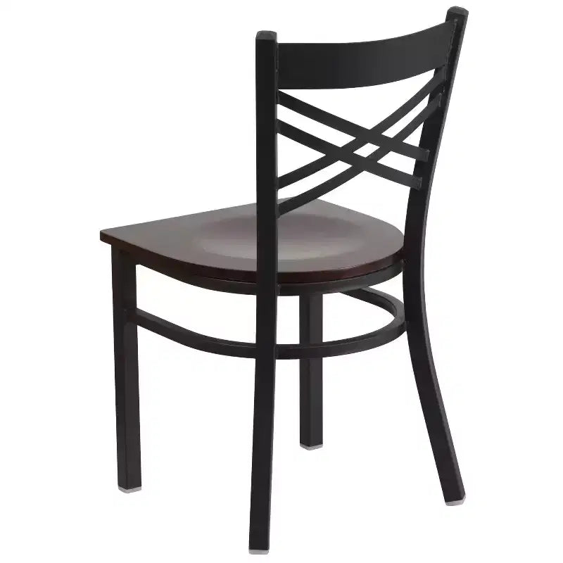 Chaise de restaurant en métal noir à dossier en « X » Flash Furniture