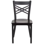 Chaise de restaurant en métal noir à dossier en « X » Flash Furniture