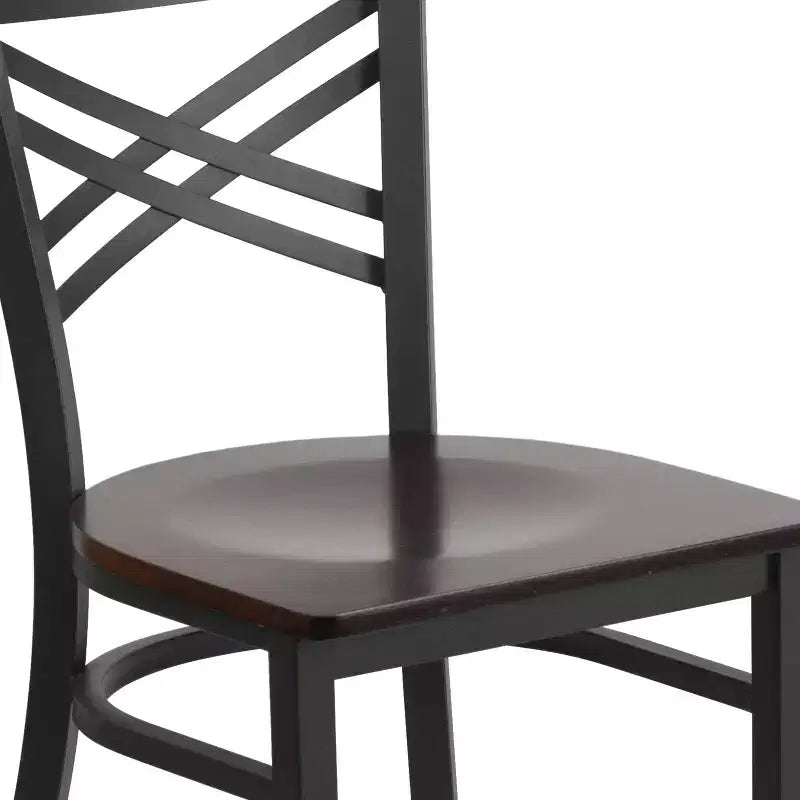 Chaise de restaurant en métal noir à dossier en « X » Flash Furniture
