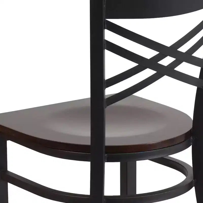 Chaise de restaurant en métal noir à dossier en « X » Flash Furniture