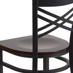 Chaise de restaurant en métal noir à dossier en « X » Flash Furniture