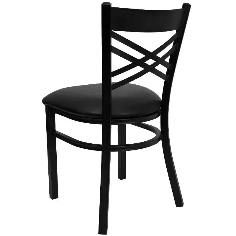 Chaise de restaurant en métal noir à dossier en « X » Flash Furniture