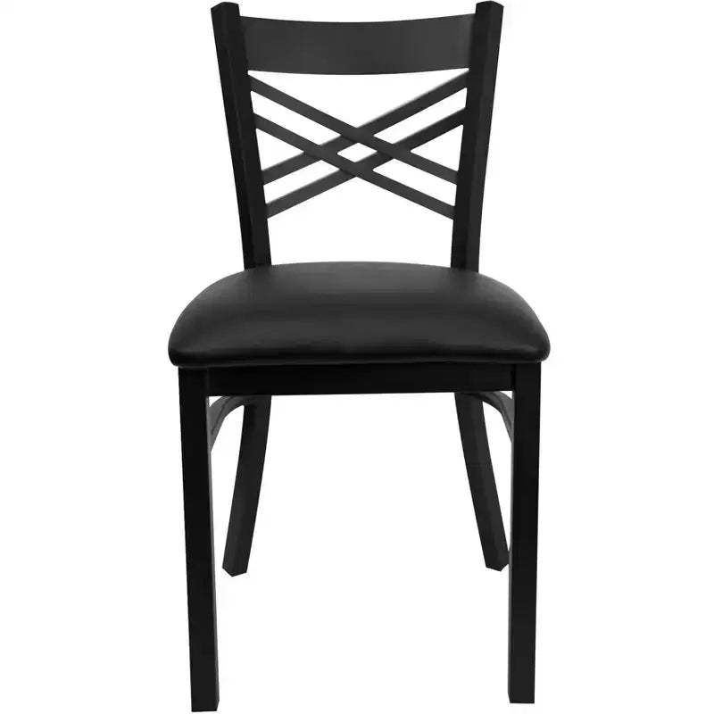 Chaise de restaurant en métal noir à dossier en « X » Flash Furniture