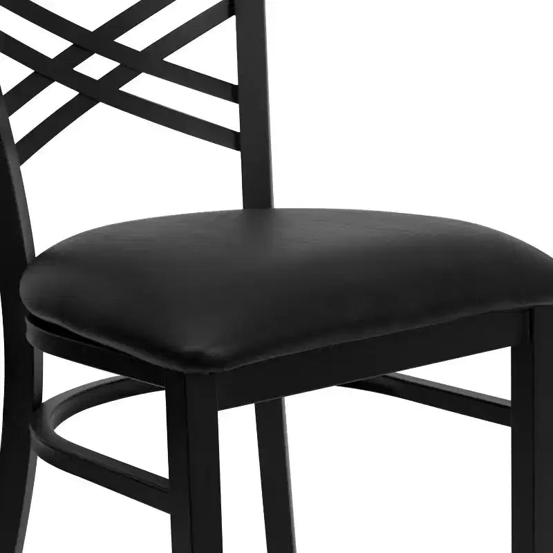Chaise de restaurant en métal noir à dossier en « X » Flash Furniture