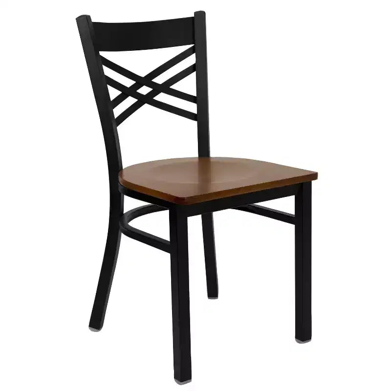 Chaise de restaurant en métal noir à dossier en « X » Flash Furniture