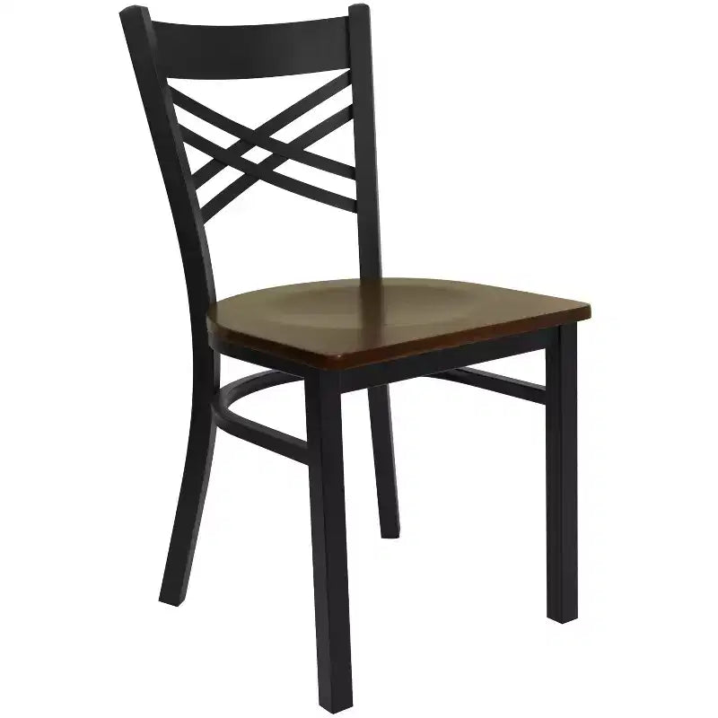Chaise de restaurant en métal noir à dossier en « X » Flash Furniture