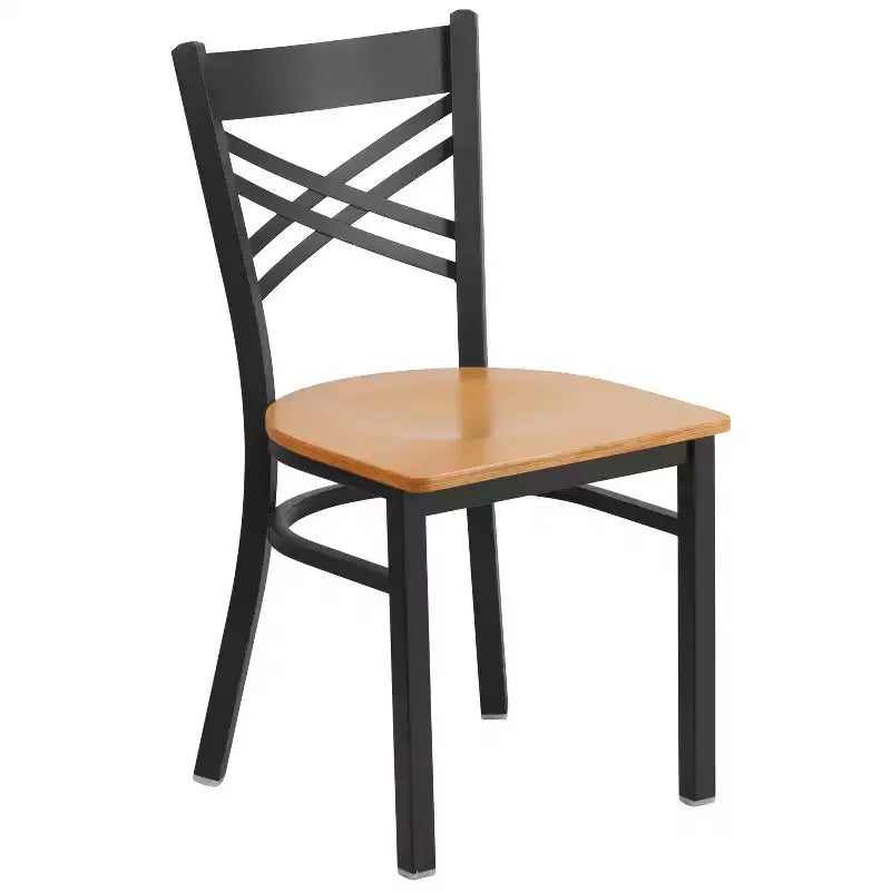 Chaise de restaurant en métal noir à dossier en « X » Flash Furniture