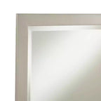 Possini Euro Design Metzeo Miroir mural de courtoisie rectangulaire moderne en verre biseauté, cadre en métal nickel brossé, 84 cm de large, pour salle de bain, chambre à coucher, entrée