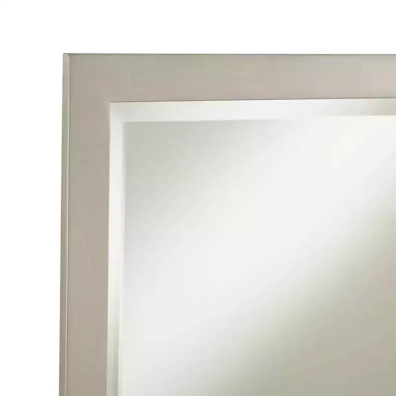 Possini Euro Design Metzeo Miroir mural de courtoisie rectangulaire moderne en verre biseauté, cadre en métal nickel brossé, 84 cm de large, pour salle de bain, chambre à coucher, entrée
