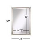 Possini Euro Design Metzeo Miroir mural de courtoisie rectangulaire moderne en verre biseauté, cadre en métal nickel brossé, 84 cm de large, pour salle de bain, chambre à coucher, entrée