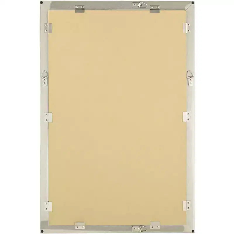 Possini Euro Design Metzeo Miroir mural de courtoisie rectangulaire moderne en verre biseauté, cadre en métal nickel brossé, 84 cm de large, pour salle de bain, chambre à coucher, entrée