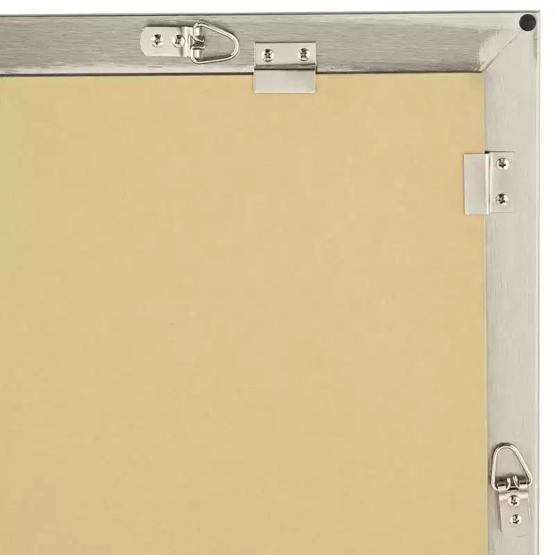 Possini Euro Design Metzeo Miroir mural de courtoisie rectangulaire moderne en verre biseauté, cadre en métal nickel brossé, 84 cm de large, pour salle de bain, chambre à coucher, entrée