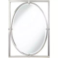 Uttermost Akita Rectangular Vanity Wall Mirror Modern Beveled Brushed Nickel Metal Frame 24 Wide for Bathroom Bedroom Living Room Entryway Office