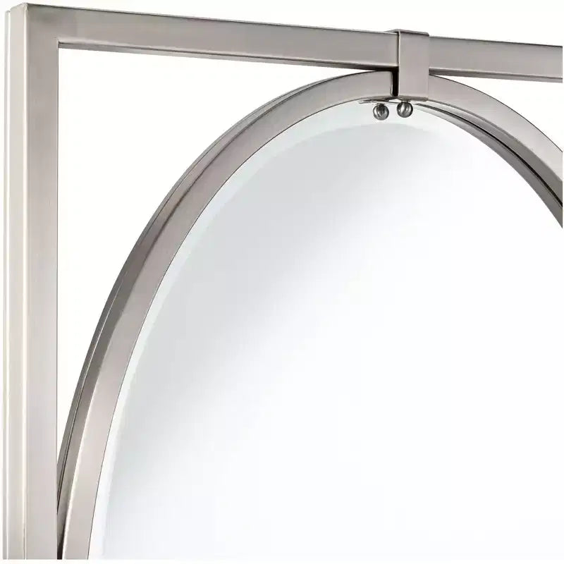 Miroir mural de courtoisie rectangulaire Uttermost Akita, biseauté moderne, cadre en métal nickel brossé, 61 cm de large pour salle de bain, chambre, salon, entrée, bureau
