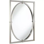 Miroir mural de courtoisie rectangulaire Uttermost Akita, biseauté moderne, cadre en métal nickel brossé, 61 cm de large pour salle de bain, chambre, salon, entrée, bureau